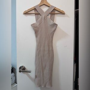 Elegant Beige Halter Dress